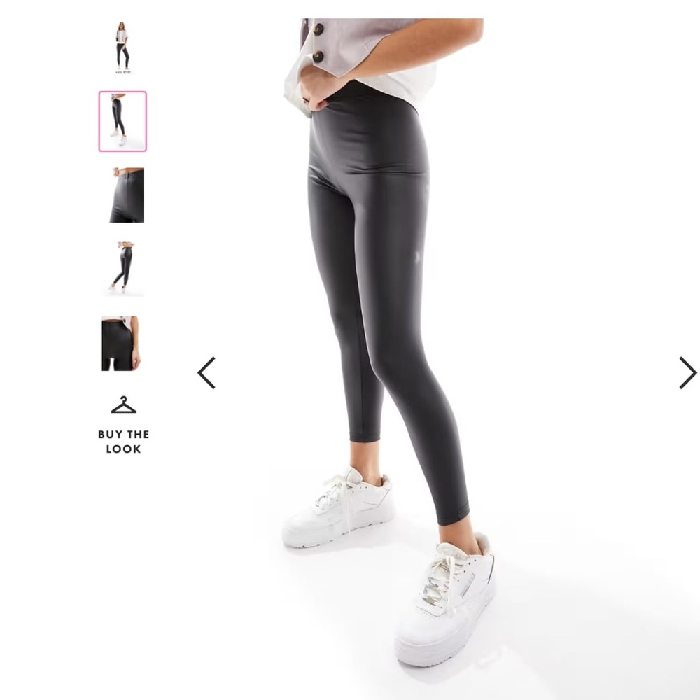 ASOS DESIGN Tall leather look leggings in black